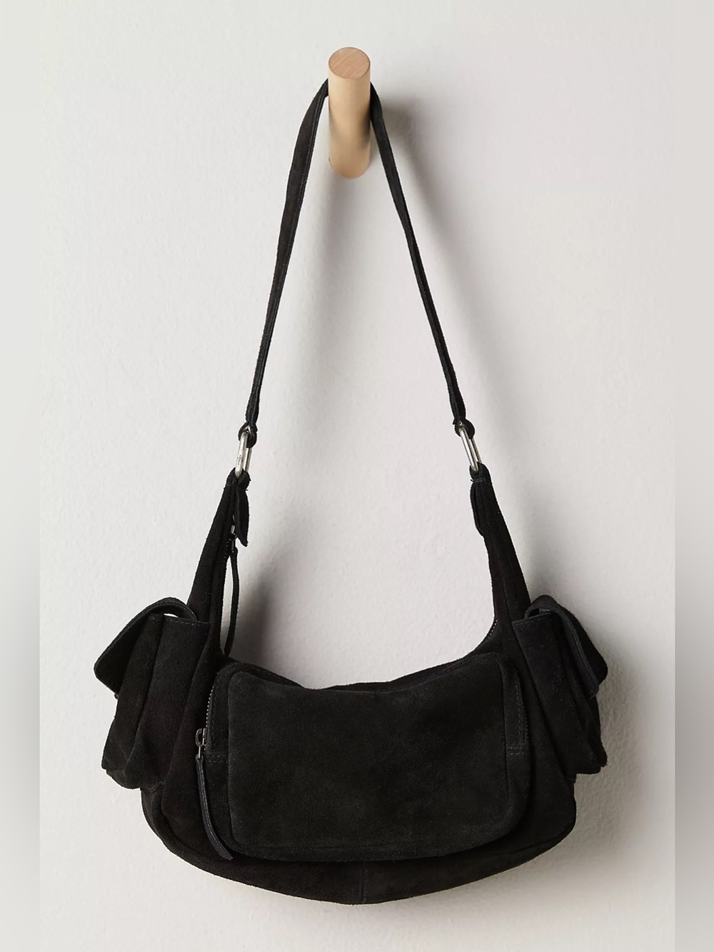 Free People Siren Suede Shoulder Bag Black NWT SOLD OUT - Picture 7 of 7